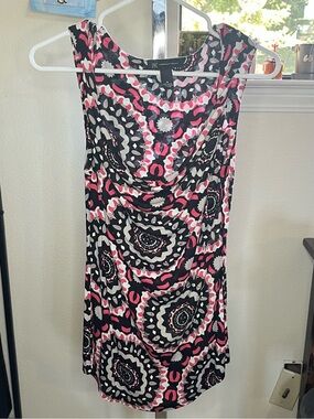 Pink and black tank top with cowl neck